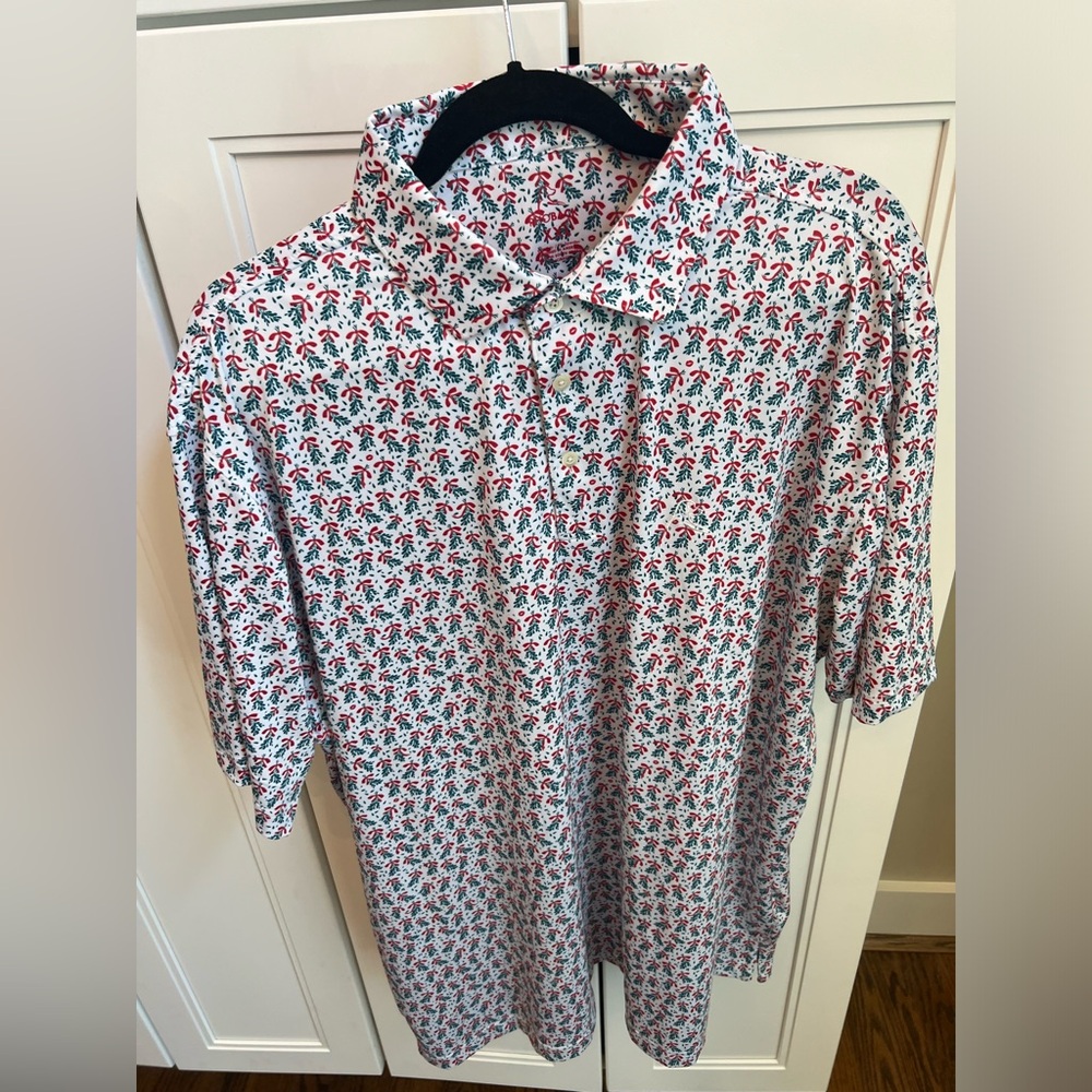 Rhoback Men's Polo Shirt - Red and White Pattern